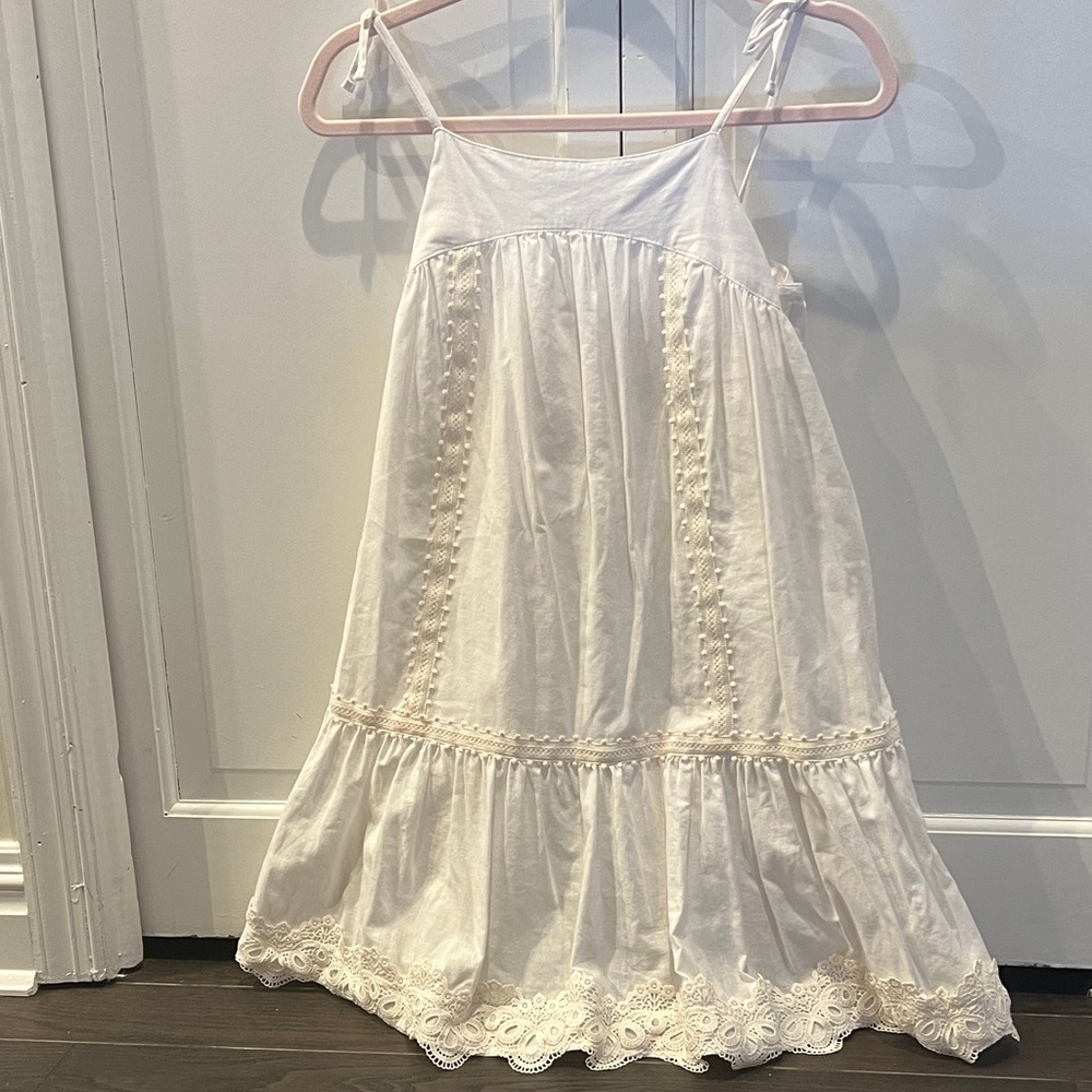 White Sleeveless Dress with Lace Details